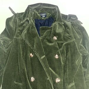 Vintage LL bean green corduroy trench coat